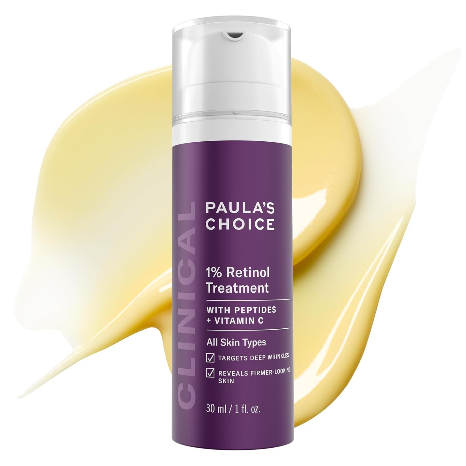 Paula's Choice CLINICAL 1% Retinol Face Treatment with Peptides, Vitamin C & Licorice Extract, Anti-Aging Skin Care Serum, Fine Lines & Wrinkles, Fragrance Free