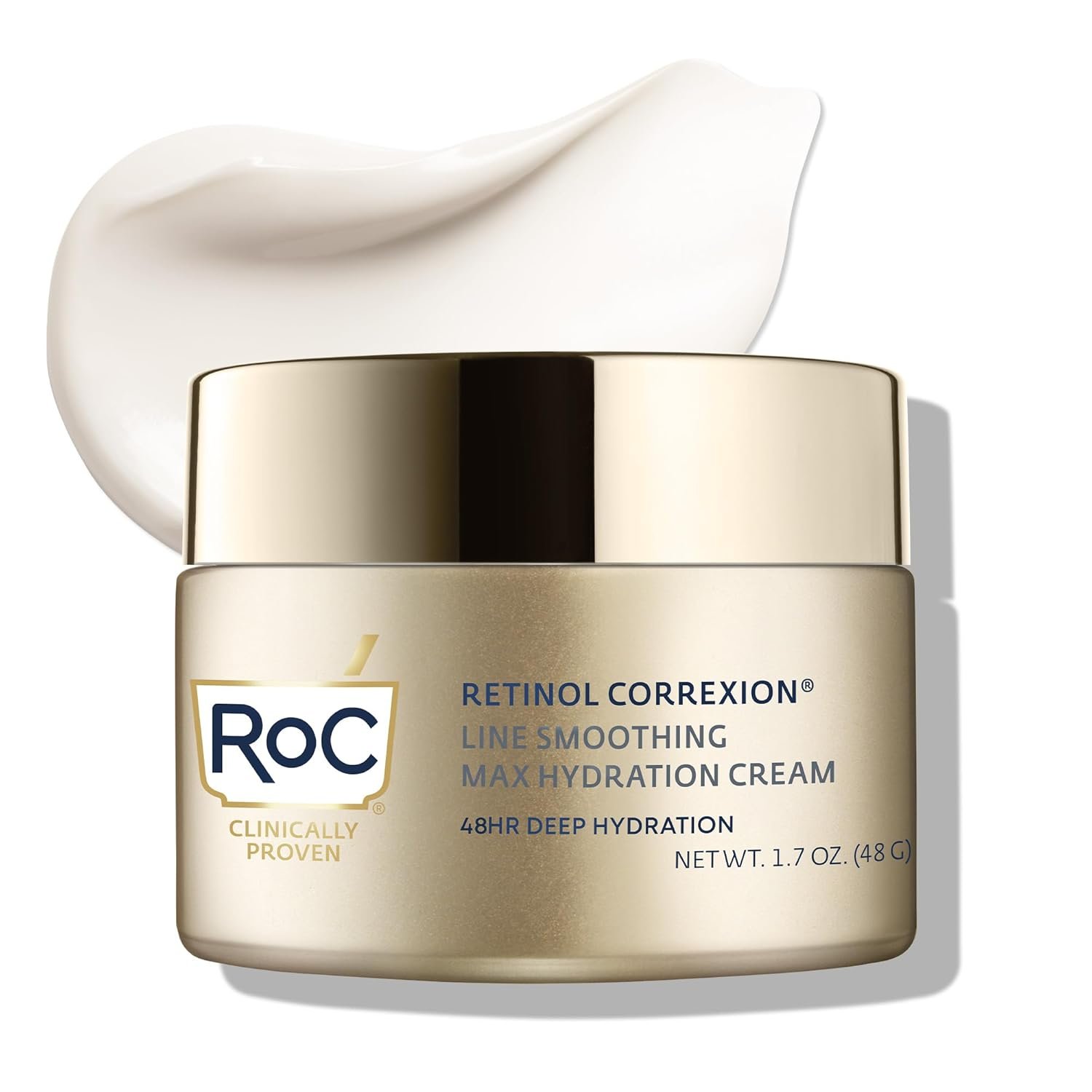 RoC Retinol Correxion Max Daily Hydration Anti-Aging Face Moisturizer with Hyaluronic Acid, Oil Free Skin Care Cream for Fine Lines, Dark Spots, Post-Acne Scars, Retinol Moisturizer, 1.7 Ounces