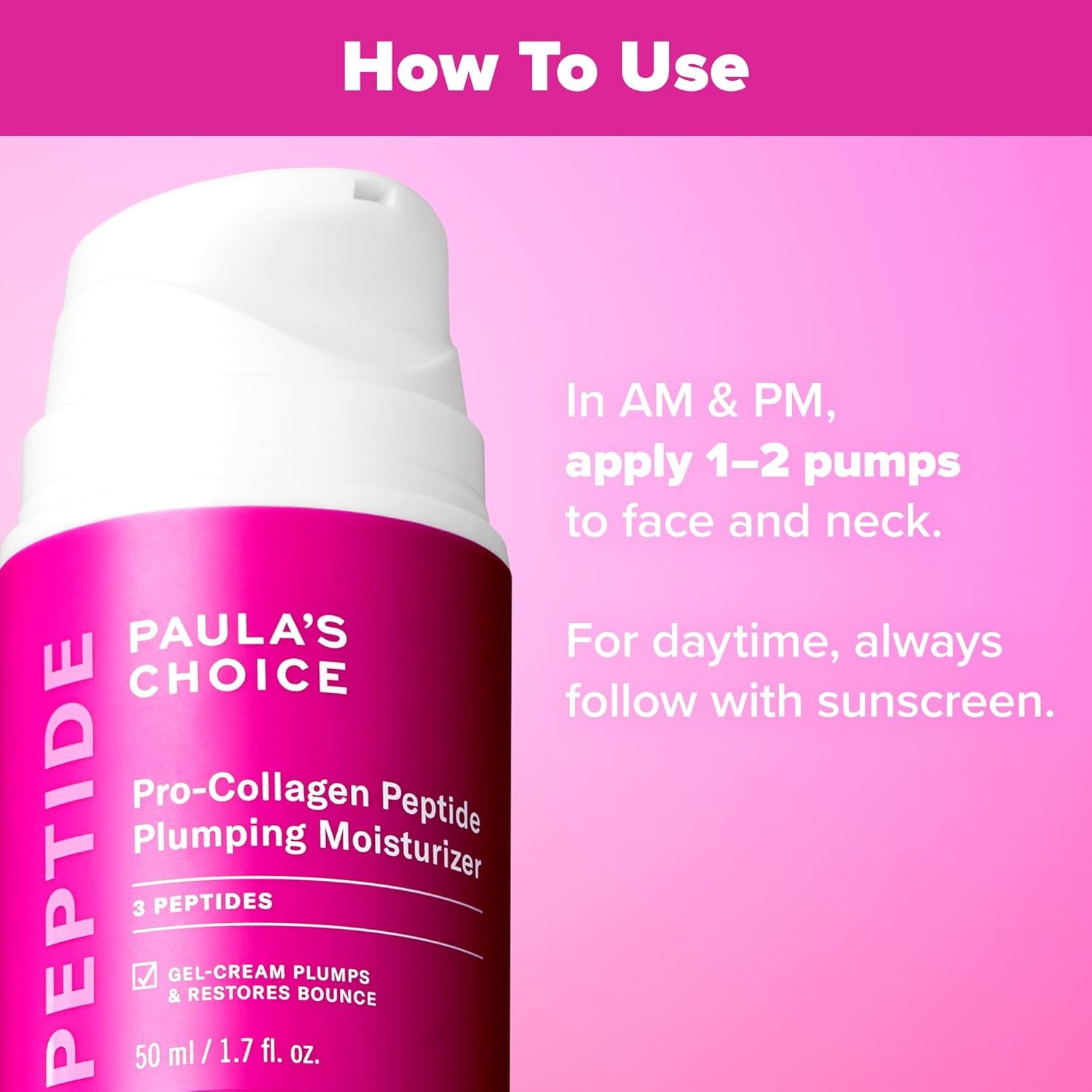 Paula's Choice Pro-Collagen Peptide Plumping Face Moisturizer, Daily Gel Face Cream for Deep Lightweight Hydration, Wrinkles & Loss of Firmness, Fragrance-Free, 1.7 Fl Oz - Image 3